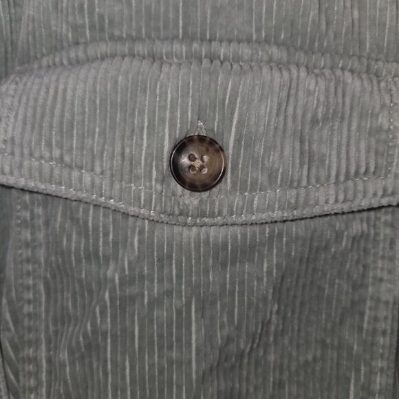 Cottagecore 100% Cotton Corduroy Button-Up Shirt Jacket S Light Green Collared - Picture 5 of 8